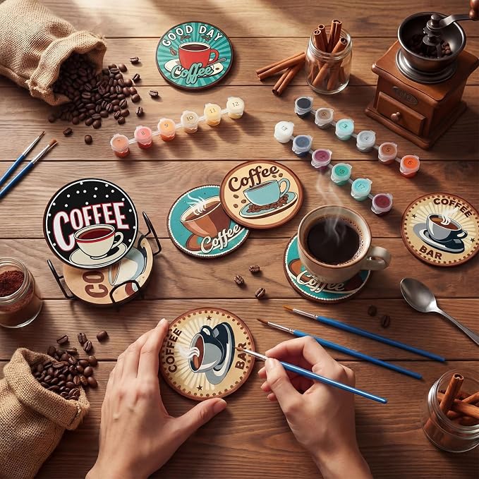 Reallnaive 8 Pcs Coffee Paint by Numbers Kit - Image 2