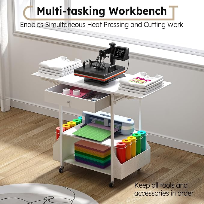  Foldable Heat Press Table—Hold 36 Vinyl Rolls, Movable Heat Press - Image 5