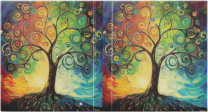 Tree of Life Round Ring Binders 1.5 Inch Rainbow Colorful 3 Ring Clipboard - Image 2