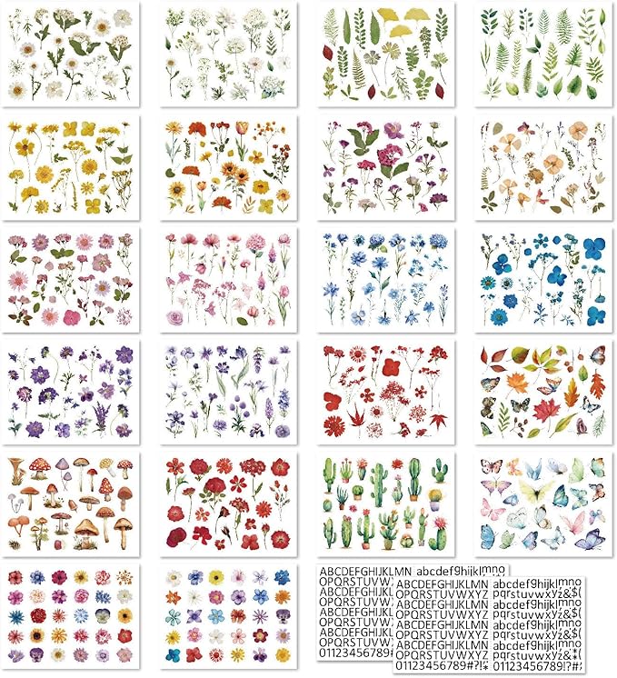 500Pcs Natural Flower Stickers - Image 5