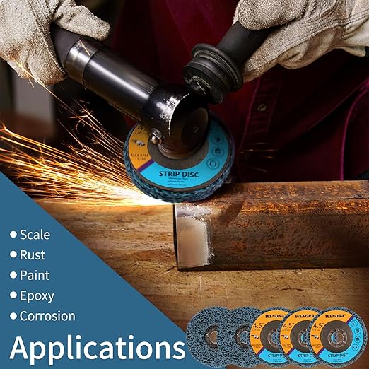 5 Pack 4-1/2" x 7/8" Strip Discs Stripping Wheel, 4.5 inch Rust Remover Discs for Angle Grinder,Clean and Remove Paint Coating Rust Welds Oxidation(Blue)