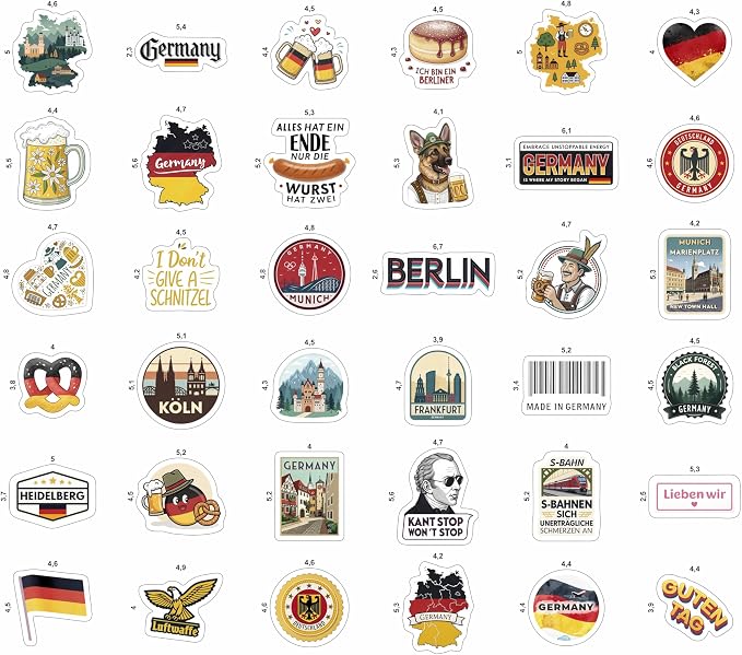 100Pcs Germany Stickers Small for Luggage, Water Bottle - Image 3