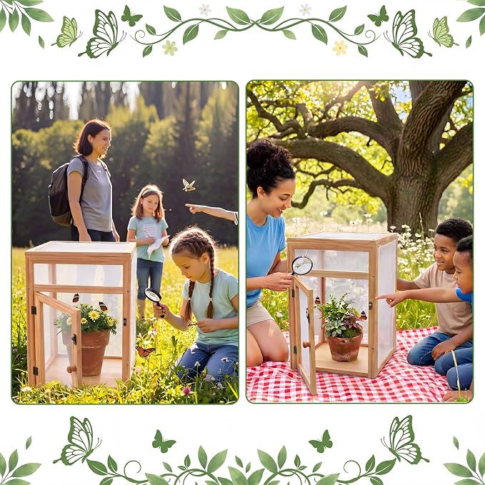 Bucherry Wooden Butterfly Habitat Cage Kit Monarch Caterpillar Enclosure - Image 6
