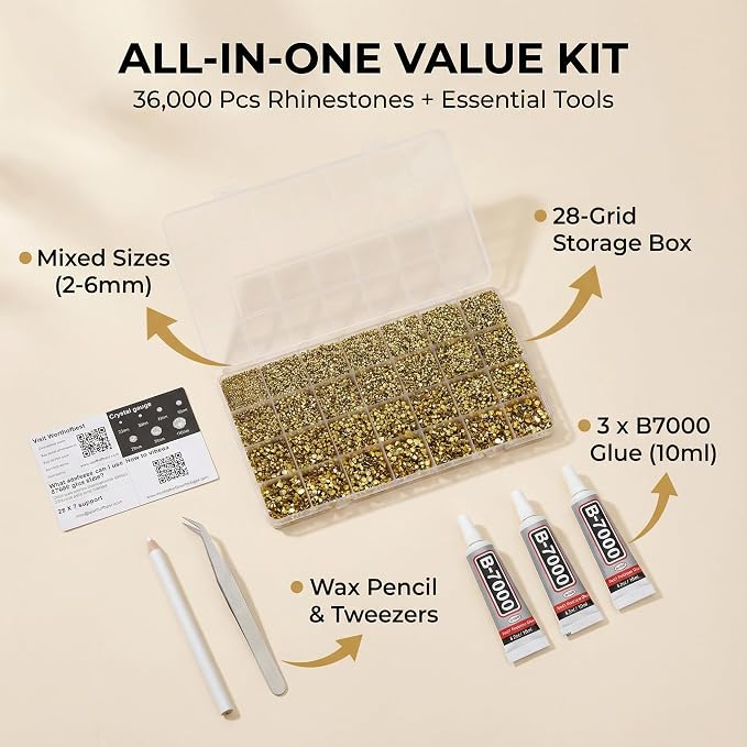 36000Pcs Metallic Gold Rhinestones - Image 2