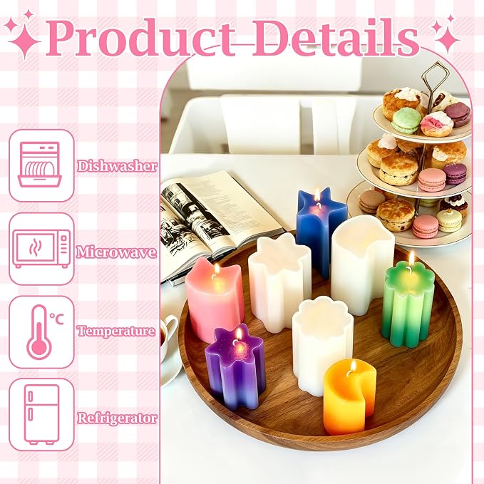 8PCS Reusable Silicone Candle Molds Set - Image 4
