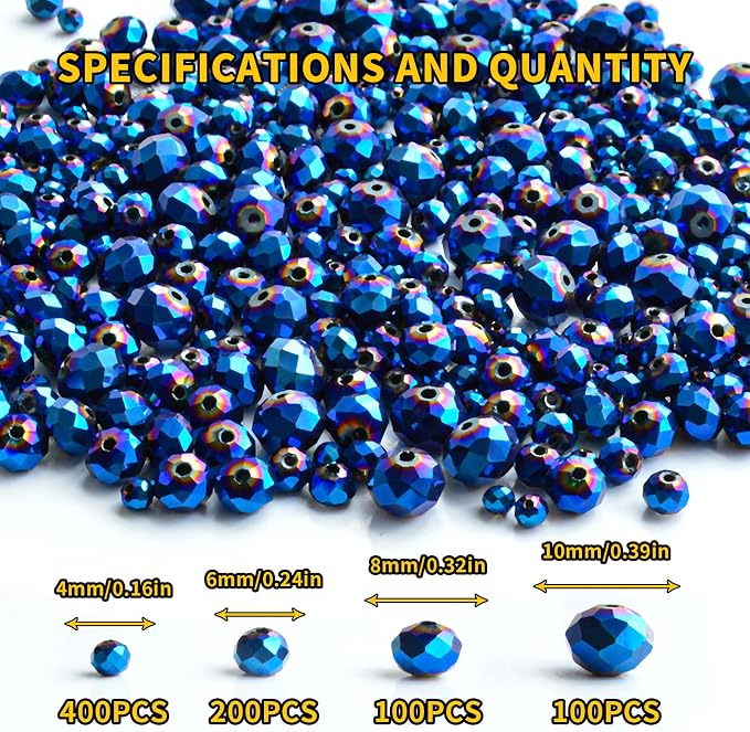 800Pcs 4/6/8/10mm Crystal Glass Beads - Image 2