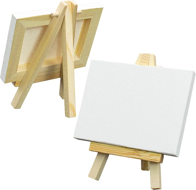 FIXSMITH 3x4 Inch Mini Stretched Canvas Easel Set- Bulk Pack of 12, Set - Image 3
