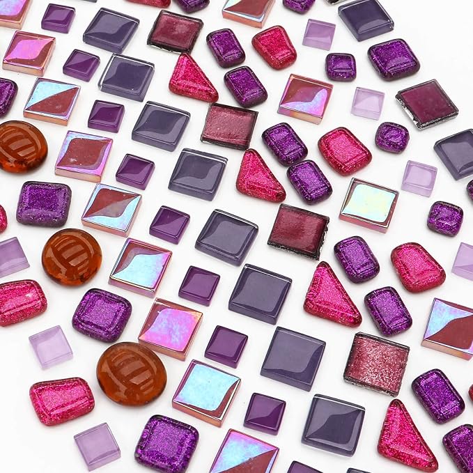 LITMIND 1.1LB Purple Mixed Irregular Crystal Glass Mosaic Tiles - Image 4