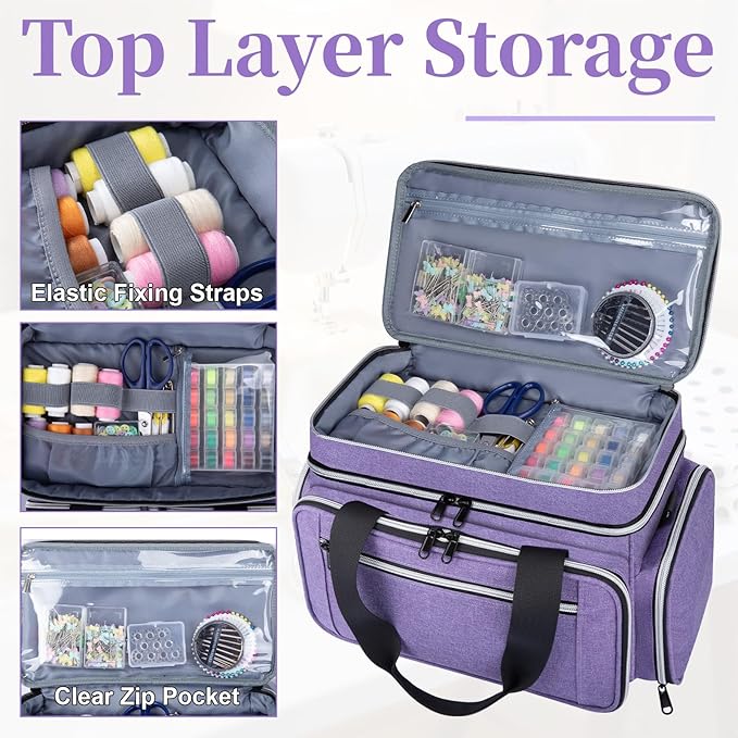 Anitor Large Sewing Supplies Organizer, Double Layer Sewing Storage Organizer - Image 4
