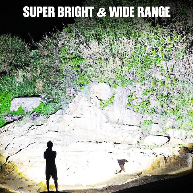 Flashlights LED High Lumens Rechargeable, High Lumen Super Bright Flashlight, USB Fast Charging High Powered Flash Light, Powerful IPX7 Waterproof Handheld Flashlights for Home,Camping(2 Pack)