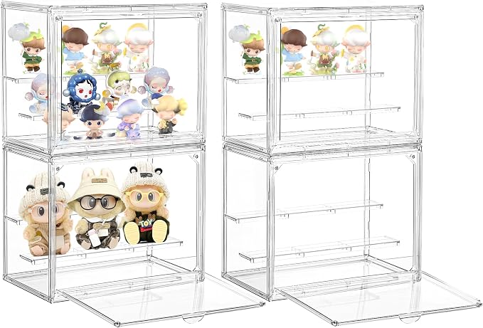 Acrylic Display Case for Collectibles 3 Tier, Small Clear Display Box 4pack | 2 by Attelite