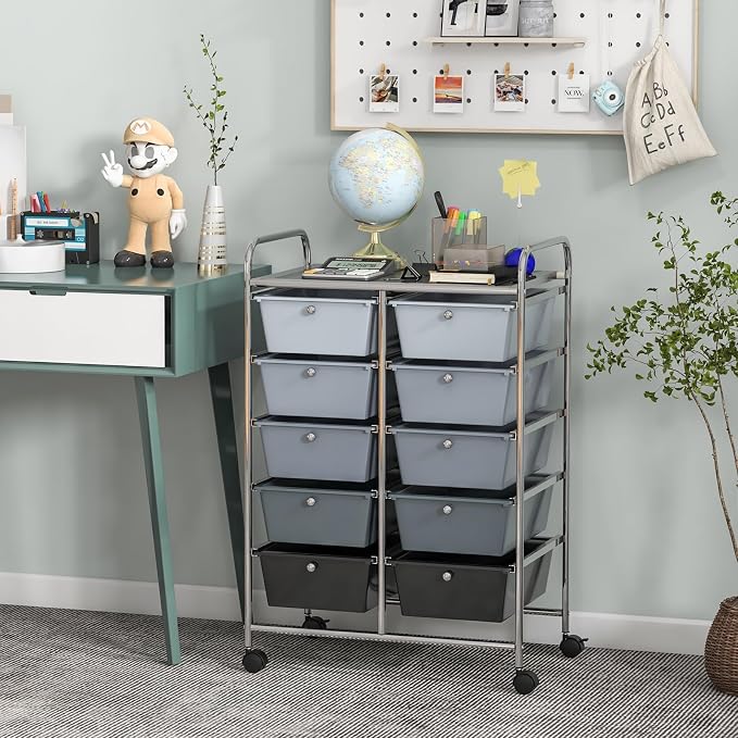 Giantex 10 Drawers Rolling Cart, Classroom Organizers, Storage Cart - Image 2