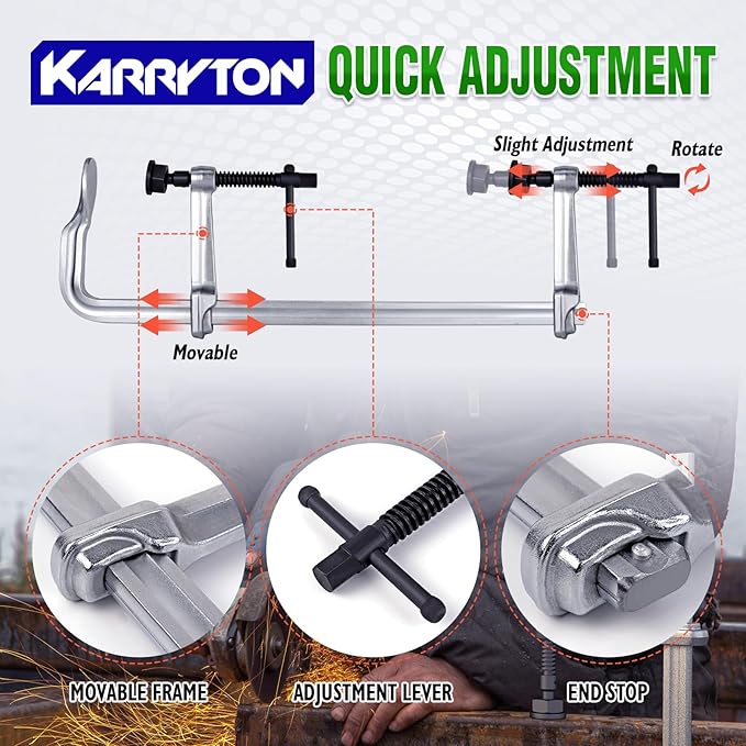 Heavy Duty 20" Inch F-Clamp w/Replaceable Pad, 5-1/2-Inch(140mm) Deep Throat, Bar Size 1-1/5" * 3/5" Drop Forged Steel Bar Clamps, 2900LB Clamping Force