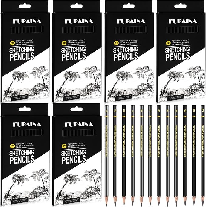 72 Pcs Drawing Sketching Pencil Set Professional Graphite Charcoal Gift Bulk by Humyoun