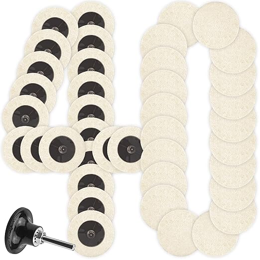 40 Pcs 2 Inch Wool Disc, Premium Compress Wool, Cleaning & Polishing, on Metal Polishing, 1 Pc Holder Include