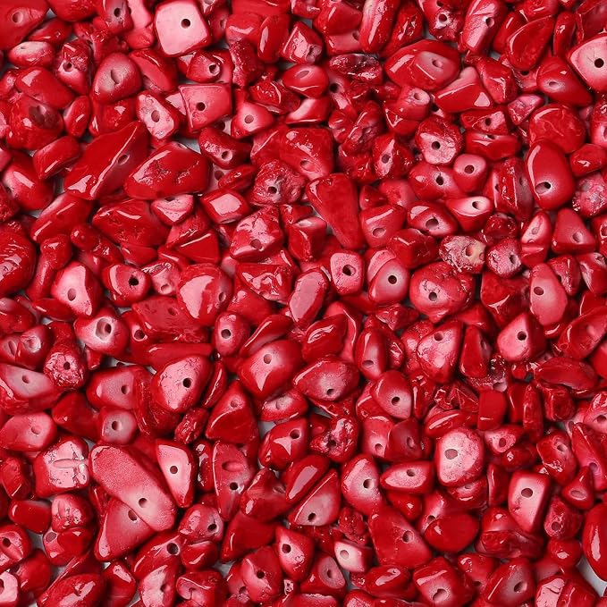 LAIDANLA Red Turquoise 400pcs Natural Chip Stone Beads 5-8mm Healing Crystal by LAIDANLA