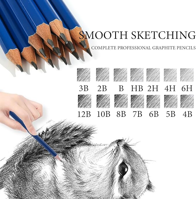 Pro Pencils Drawing Sketching Set 14 pcs Graphite Kit Soft Pencils Ideal Gift - Image 5