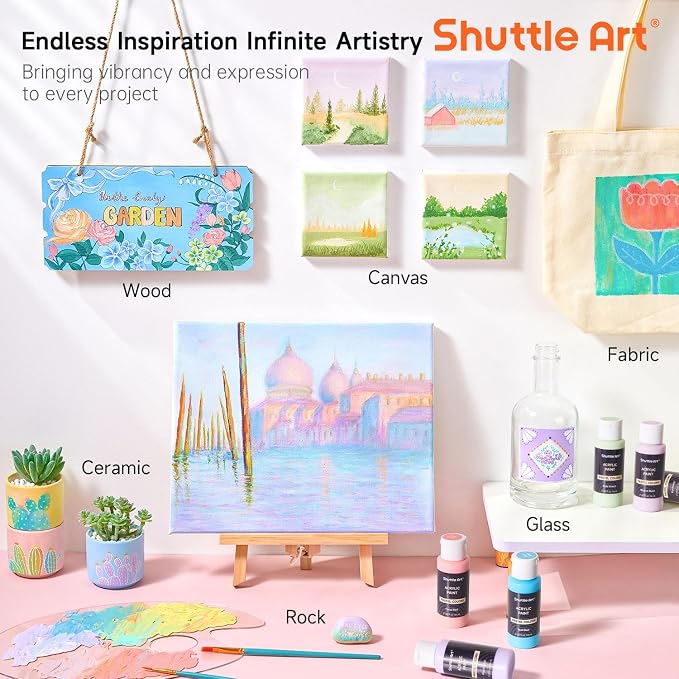 Shuttle Art 40 Pack Pastel Acrylic Paint Set, 30 Colors, 60ml/2oz Bottles - Image 7