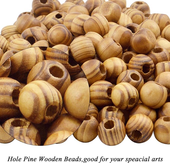 Natural Wooden Beads, 200 Pieces - 12mm Round - Image 5