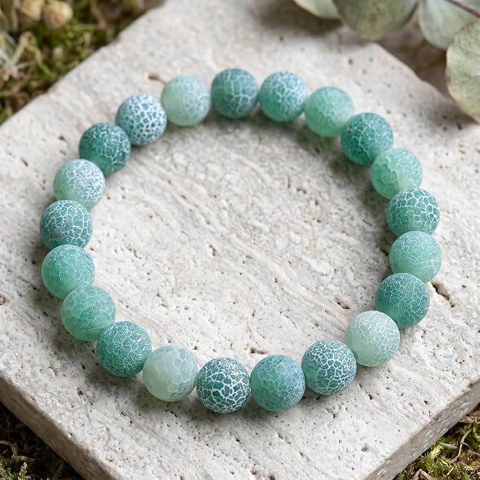 60pcs Natural Matte Green Oxidized Gemstone Beads，6mm Frosted Round Loose Stone - Image 4