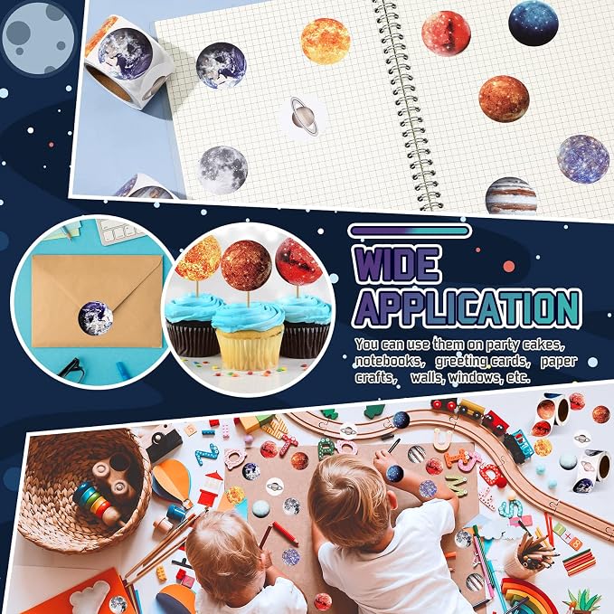 Lincia 500 Pcs Solar System Stickers Bulk Educational Planets Roll Space - Image 6