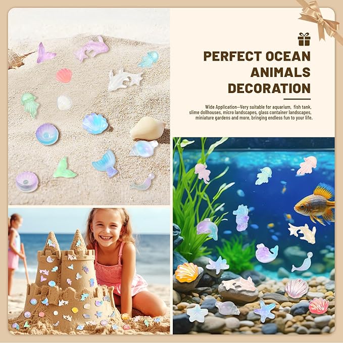 300pcs Luminous Mini Ocean Resin Animals Tiny Resin Sea Animal Figurines To - Image 6