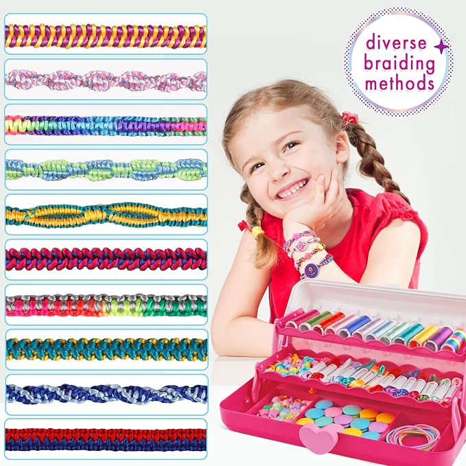 TingingYuli Friendship Bracelet Making Kit, 3-Layer Storage Box, Gift 6-12 | - Image 3