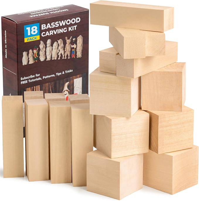 BeaverCraft Basswood Carving Blocks BW18 pcs Whittling Wood by BeaverCraft