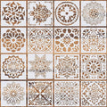 16 Pcs Mandala Stencils for Painting, 6x6 Inch Reusable Geometric Layering by WSICSE
