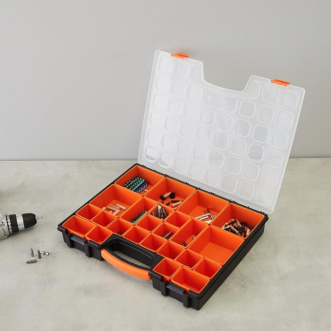 Amazon Basics 19-Removable Compartment Small Parts Organizer, Portable Hardware - Image 2