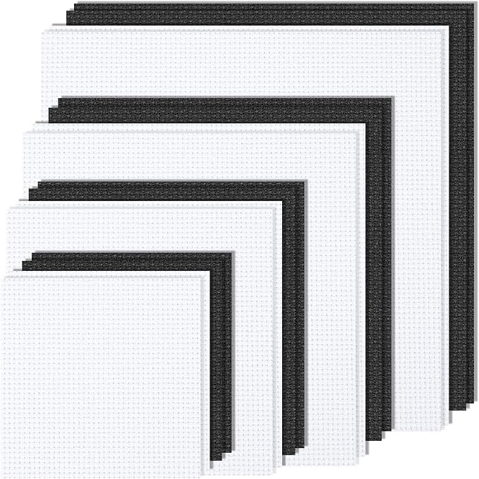 MYFAMIREA 16PCS Cross Stitch Fabric, 4 Sizes Aida Cloth 14 Count White and by MYFAMIREA