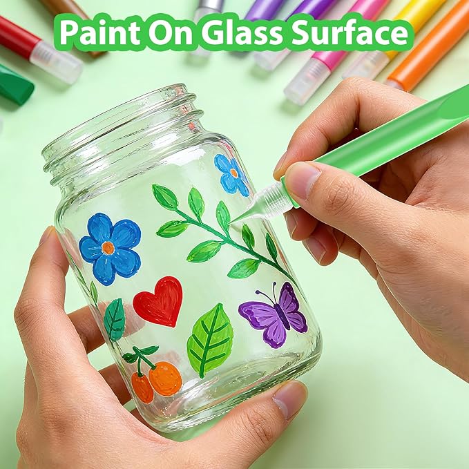 24 Pcs Suncatcher Paint Pens, Stained Glass Sun Catcher Pens 24 Colors 10ML Each - Image 4