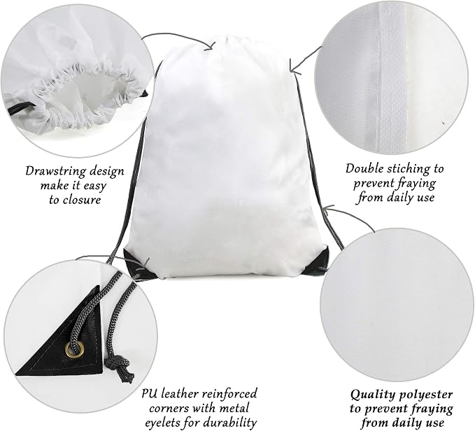 BeeGreen Drawstring Bags Backpacks Bulk, 20 Pieces White Gym Cinch Bags - Image 5