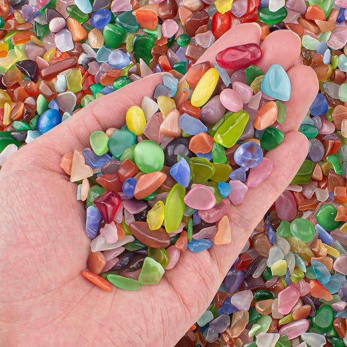0.88 LB Cat Eye Stones for Aquarium, Polished Aquarium Fish Tank Gravel Rocks by EZEELAI