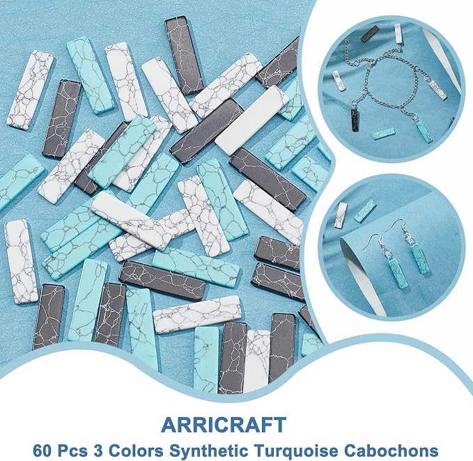 arricraft 60 Pcs Synthetic Turquoise Cabochons - Image 4