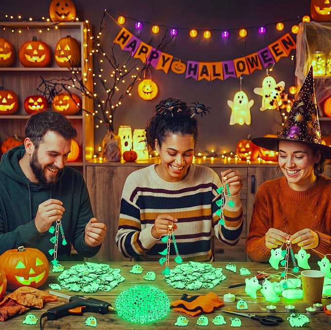 558 Pcs Halloween Ghost Charms Keychain Making Kit DIY Ghost Glow in The Dark - Image 5