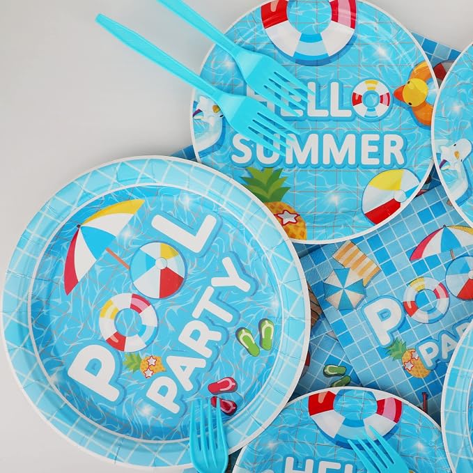 96 Pieces Pool Party Tableware Set - Image 4