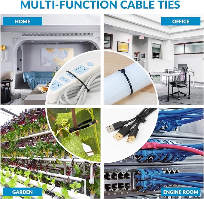 XINGO 12 Inch Black Zip Ties 1200 PCS, 75 LBS Tensile Strength, UV Resistant Cable Ties, Premium Self-locking Plastic Ties for Indoor and Outdoor Use