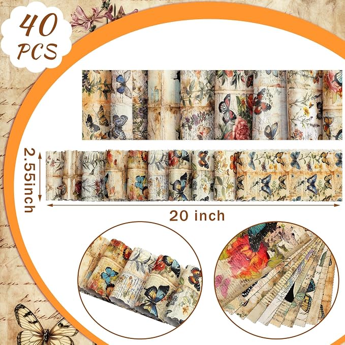 Hosuly 40 Pcs Vintage Butterfly Jelly Fabric - Image 2