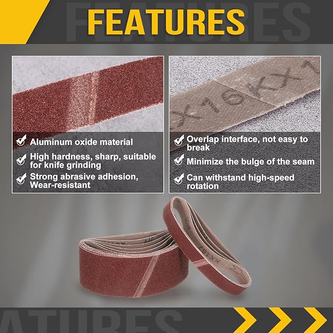3 x 21 Inch Sanding Belt, 10 Pcs 180 Grit Knife Sharpener Belts Work Sharpening for Belt Sander Knife Carving Tool Metal Working