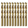 MAXTOOL 17/64" 10PCs Identical Cobalt Jobber Length Drill Bits HSS M35 Twist Drill Bits Fully Ground Golden Straight Shank Drills; JBF35G10R17E10