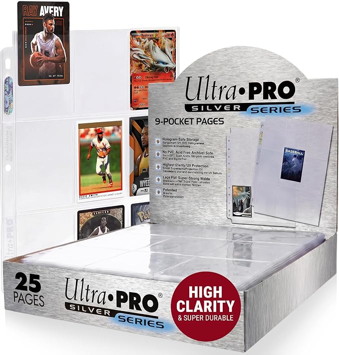 Ultra Pro Card Pages for Binders – 9 Pocket Trading Card Binder Pages – Silver by UltraPro