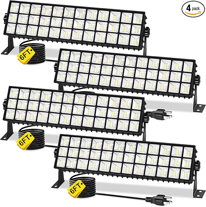 4Pack 100W Shop Lights, 11000LM 6000K Daylight White Super Brighter LED, IP66 Waterproof Garage Light with 1.8M/6FT Cord for Workshop Workbench Garage Yard Warehouse