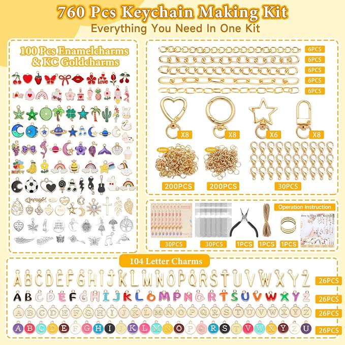 Riwiuue 760Pcs Lip Gloss Keychain Making Kit - Image 3