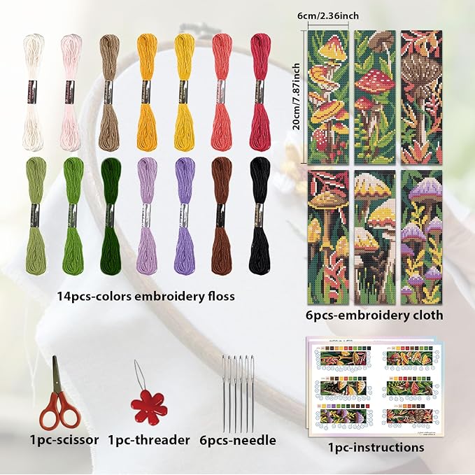 ORIGACH 6 Pcs Cross Stitch Bookmark Kit - Image 2