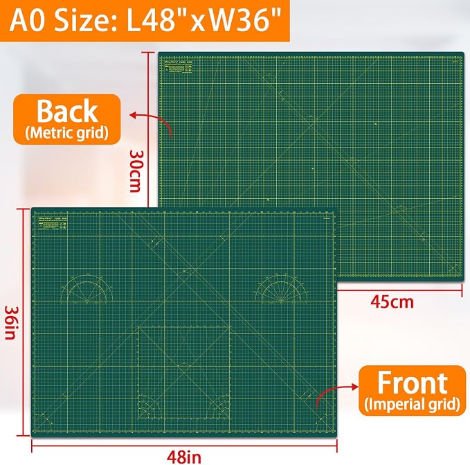 Self Healing Cutting Mat A0 36"x 48" Double Sided Green Mat - Image 2