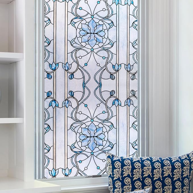 OHTMERU 3D Stained Glass Window Privacy Film, Heat Control UV Blocking Static by OHTMERU