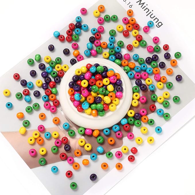 1000Pcs Colourful Wooden Beads Round Paint Wooden Beads Spacer Bead - Image 5
