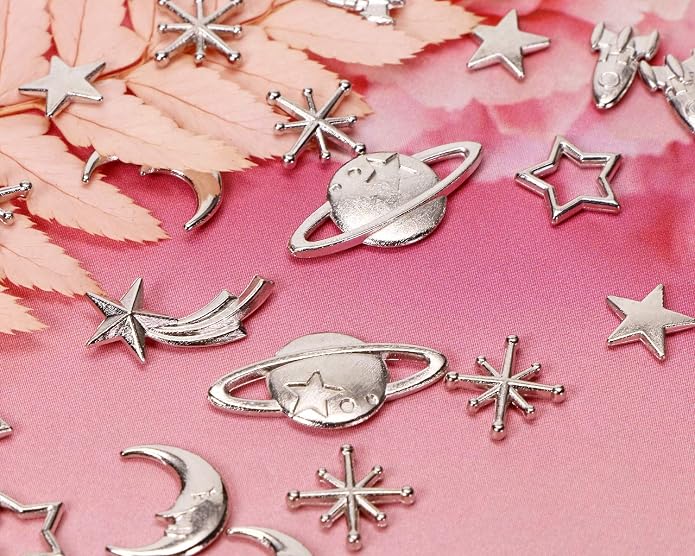 PENTA ANGEL Cosmos Themed Resin Fillers Charms Beads 42Pcs Gold Alloy Star Moon - Image 2