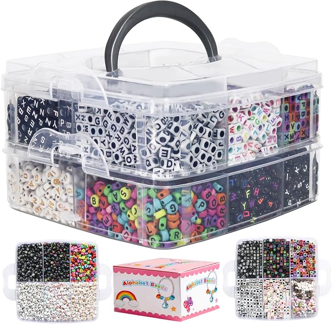 YMSDZHL Alphabet Beads A-Z 6000Pcs Letter Beads, Acrylic 6x6mm Round Letter by YMSDZHL